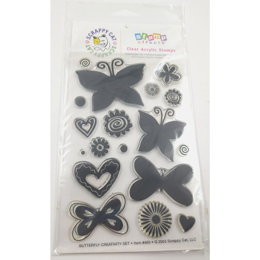 Scrappy Cat Butterfly Creativity Clear Acrylic Cling Stamp Set #460 2005